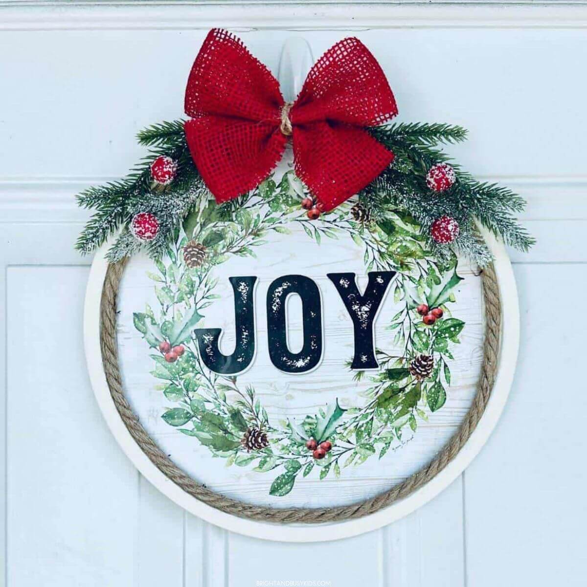 Easy DIY Christmas Joy Wreath