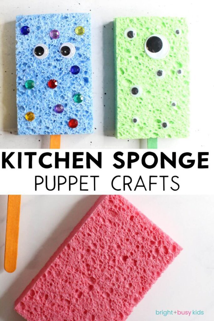 Kitchen Sponge Puppets Craft for Kids